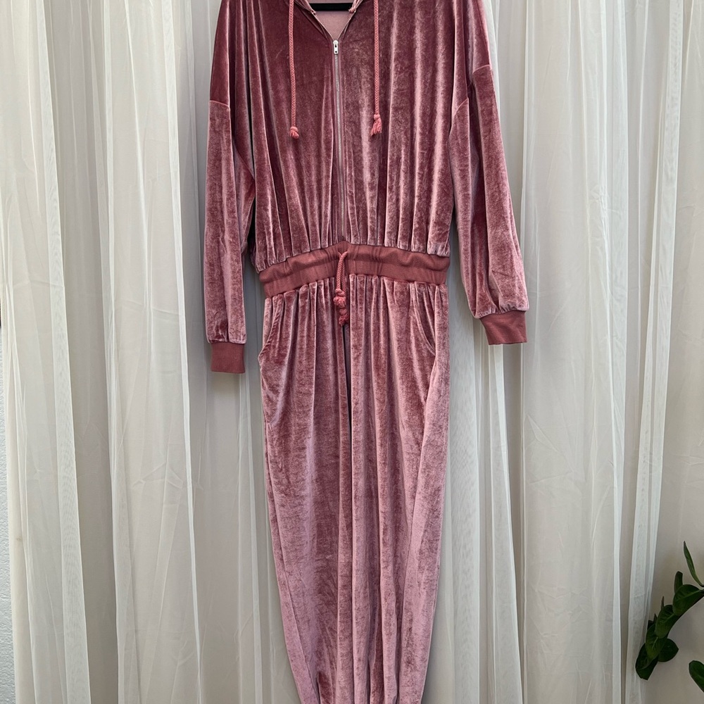 Fashion Nova Pink Velvet Jumpsuit